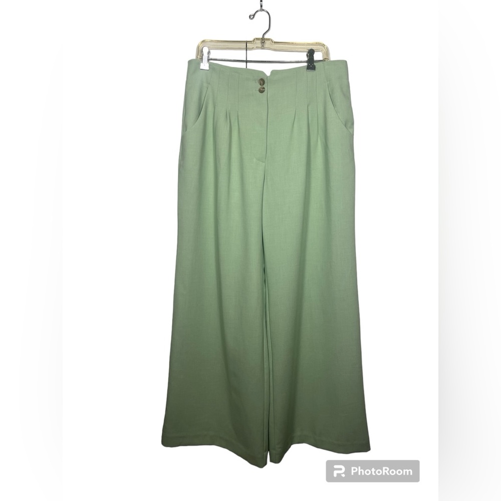 Anthropologie Maeve Green Wide Leg Pants Size 14